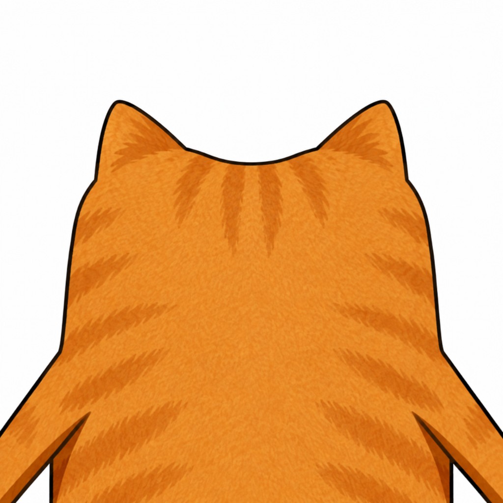 Orange tabby GOWF CAT seen from behind